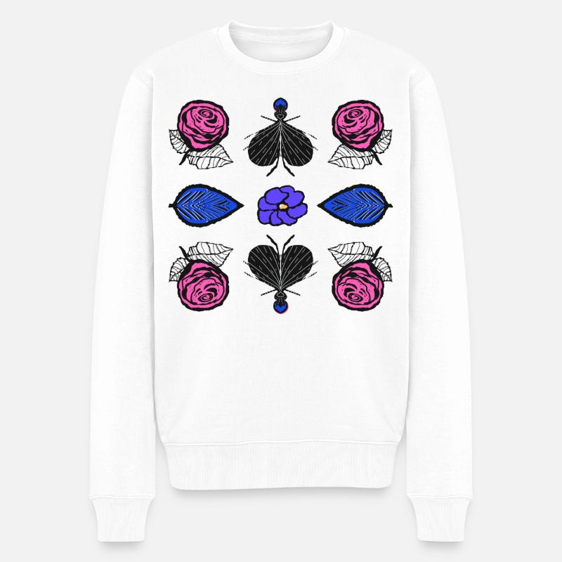 Rosen Pop-Art - Männer Premium Bio Pullover - Weiß