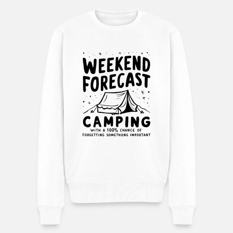 Weekend Camping Forecast - Männer Premium Bio Pullover - Weiß