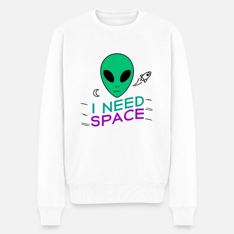 I Need Space - Männer Premium Bio Pullover - Weiß