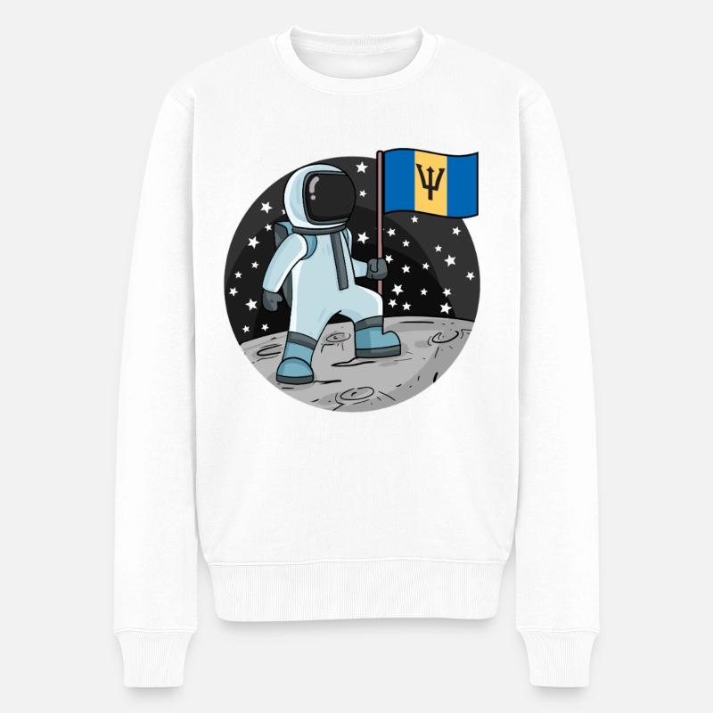 Drapeau astronaute Barbade - Pull Premium bio Homme - blanc