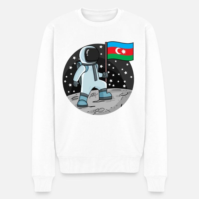 Drapeau astronaute Azerbaïdjan - Pull Premium bio Homme - blanc