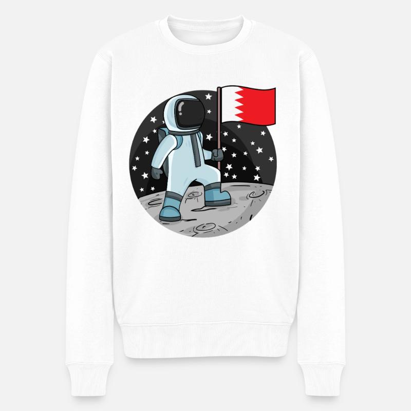 Astronaut Fahne Bahrain - Männer Premium Bio Pullover - Weiß