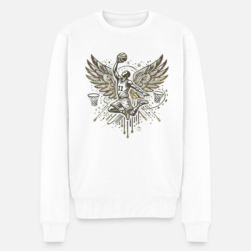 Wing Basketteur Joueur Graffiti - Pull Premium bio Homme - blanc