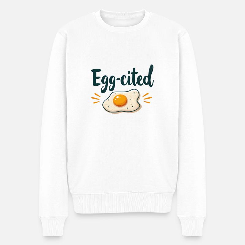 Egg-cited - Männer Premium Bio Pullover - Weiß