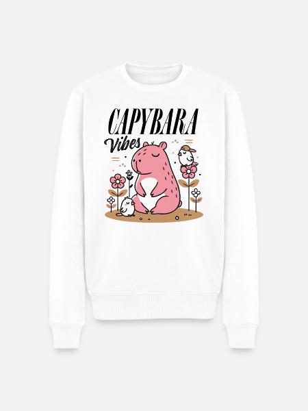 Relaxed capybara with friends - Men's Premium Organic Jumper - white