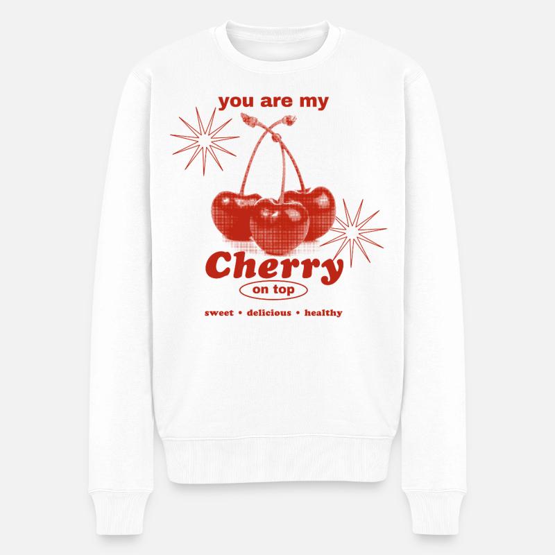 Cherry on Top – Süße Perfektion - Männer Premium Bio Pullover - Weiß