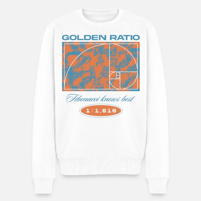 Goldener Schnitt – Fibonacci knows best - Männer Premium Bio Pullover - Weiß