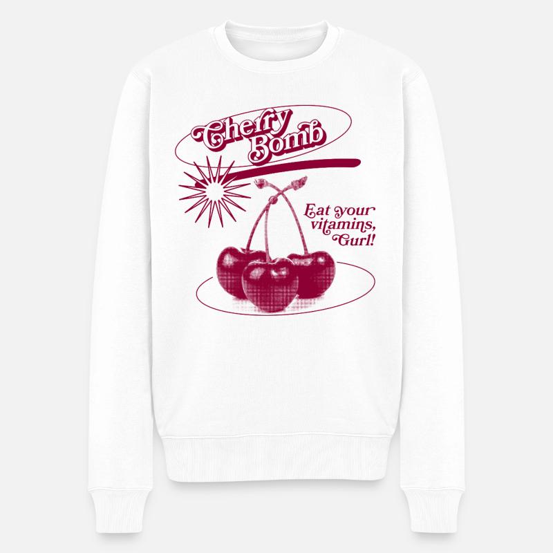 Explosion d’une bombe de cerise - Pull Premium bio Homme - blanc