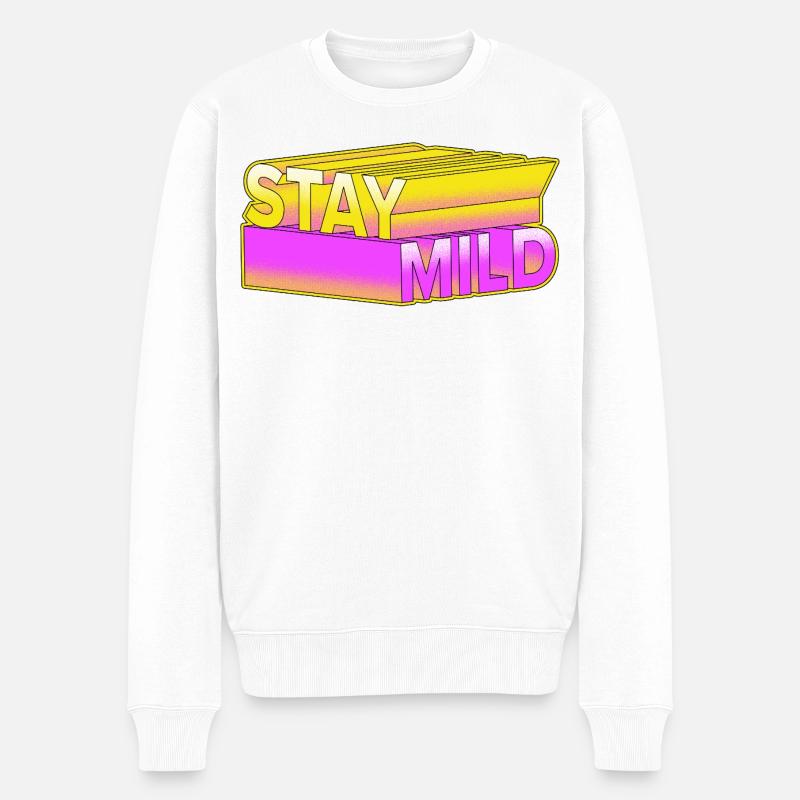 Stay Mild - Look rétro néon 3D - Pull Premium bio Homme - blanc