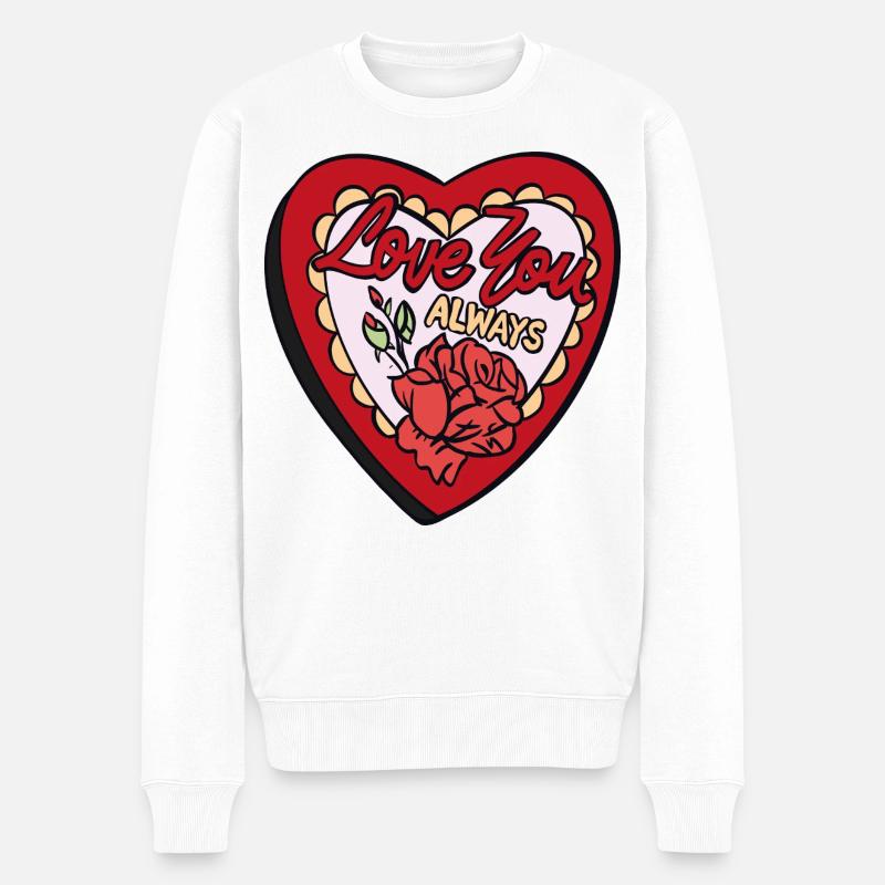 Love You Always – Romantisches Retro-Herz - Männer Premium Bio Pullover - Weiß