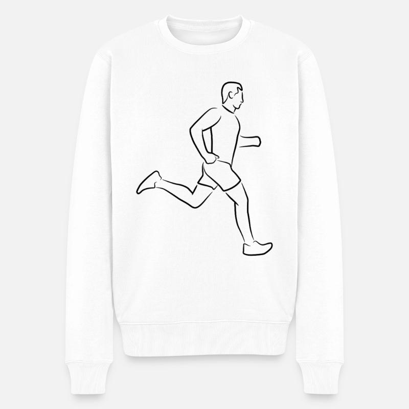 Läufer Junge - Männer Premium Bio Pullover - Weiß