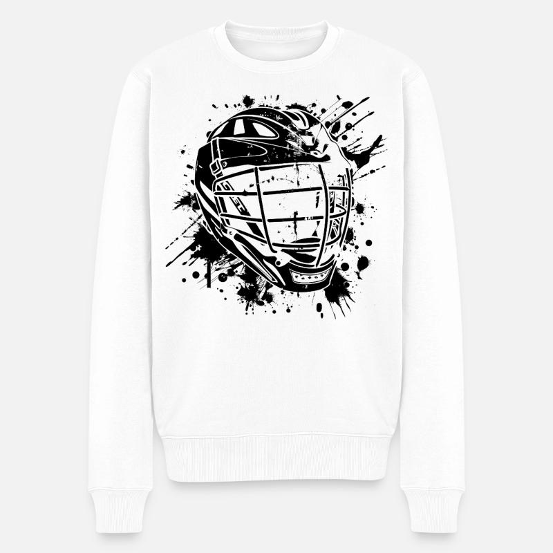 Lacrosse Helm - Männer Premium Bio Pullover - Weiß