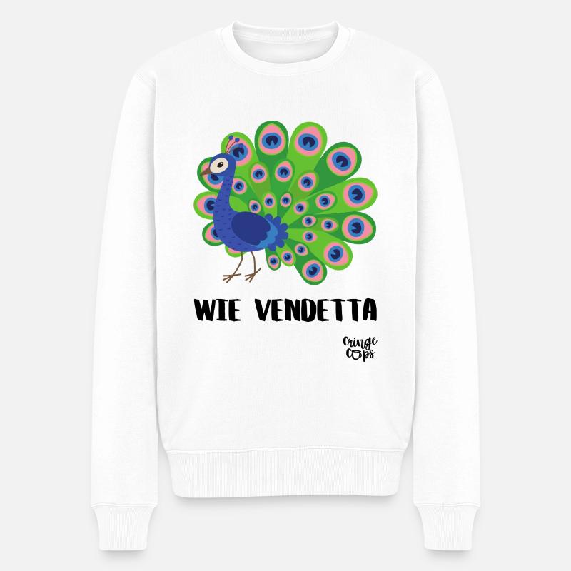 Pfau wie Vendetta - Männer Premium Bio Pullover - Weiß