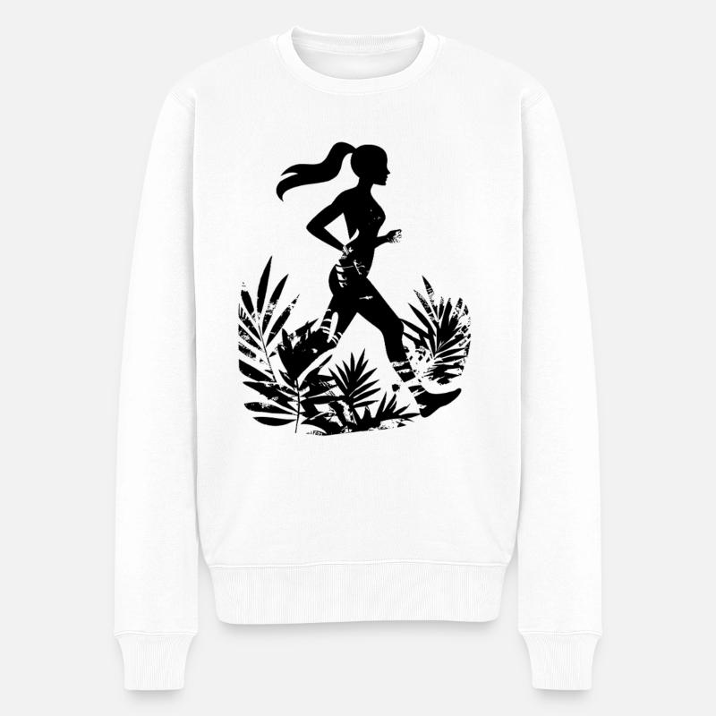 Femme coureuse dessin animé - Pull Premium bio Homme - blanc