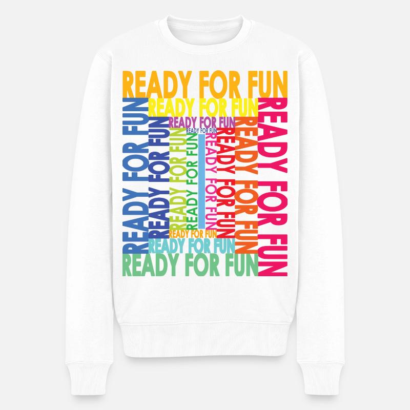 READY FOR FUN - Männer Premium Bio Pullover - Weiß