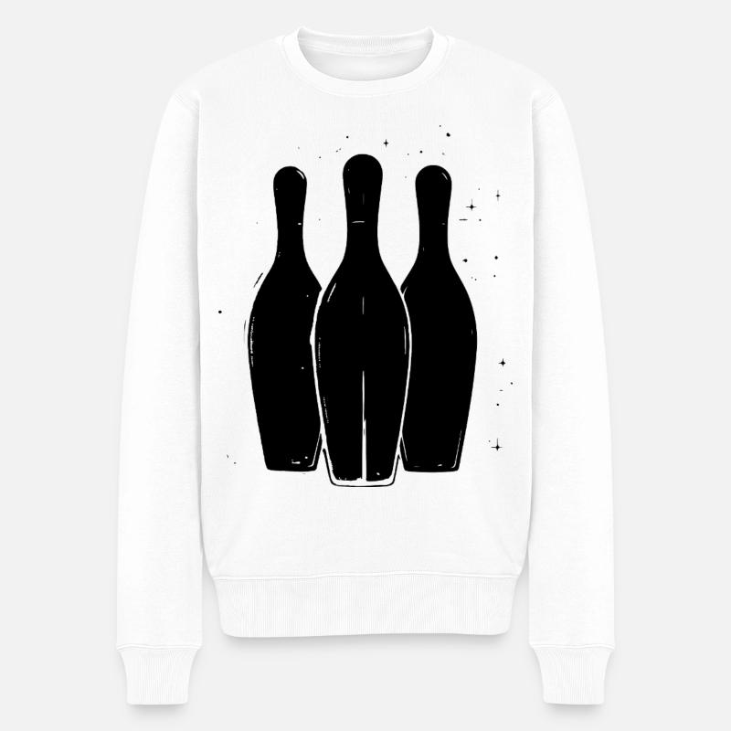 Bowling Zeichnung - Männer Premium Bio Pullover - Weiß