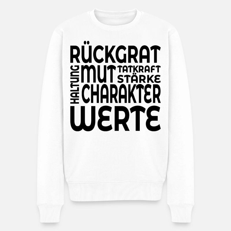 RÜCKGRAT WERTE HALTUNG - Männer Premium Bio Pullover - Weiß
