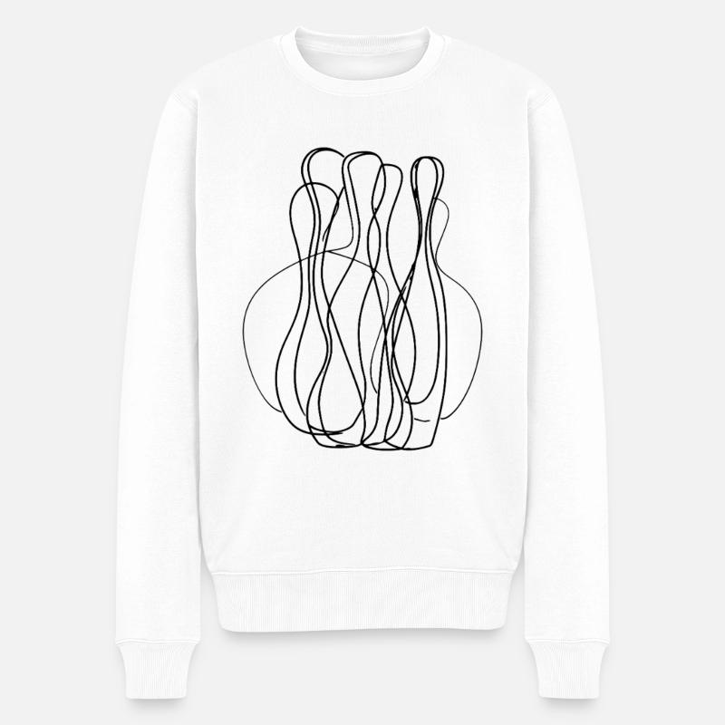 Dessin au trait de bowling - Pull Premium bio Homme - blanc