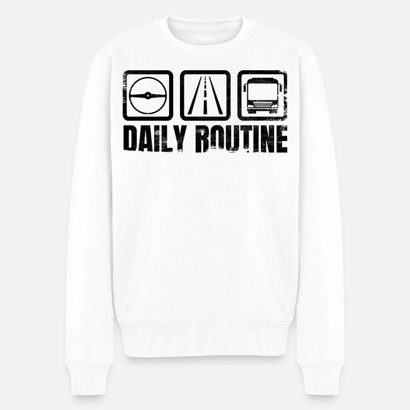 Busfahrer Routine - Männer Premium Bio Pullover - Weiß