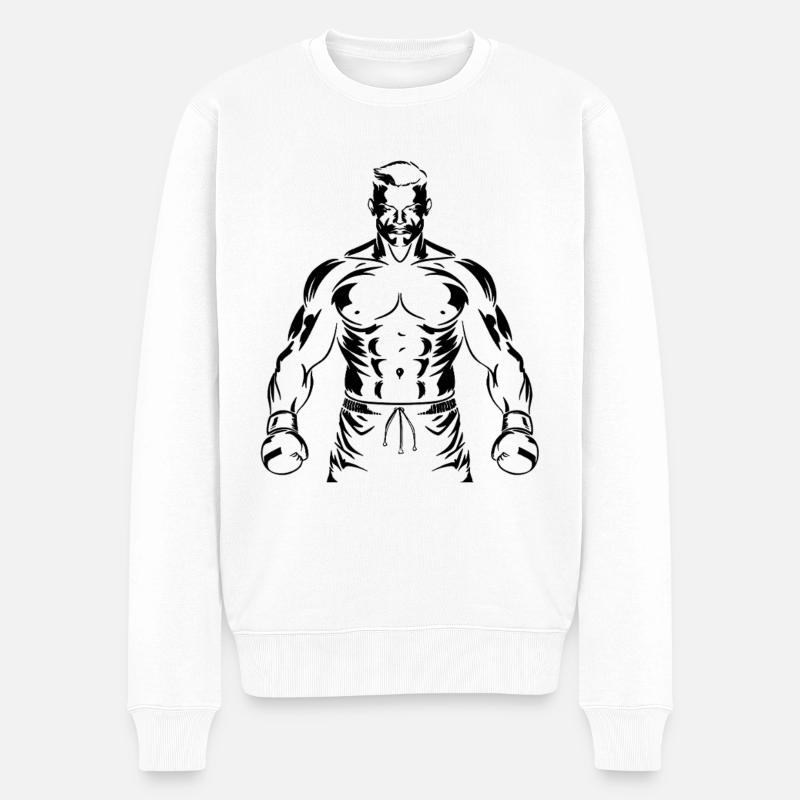 Dessin de Boxer Boy - Pull Premium bio Homme - blanc