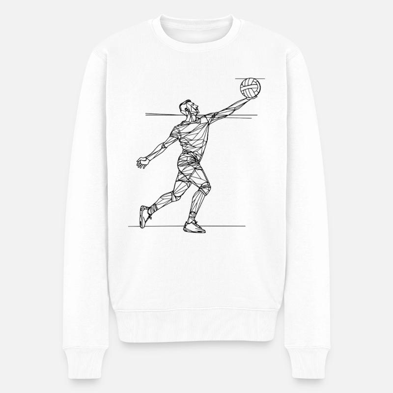 Volleyballer Zeichnung - Männer Premium Bio Pullover - Weiß