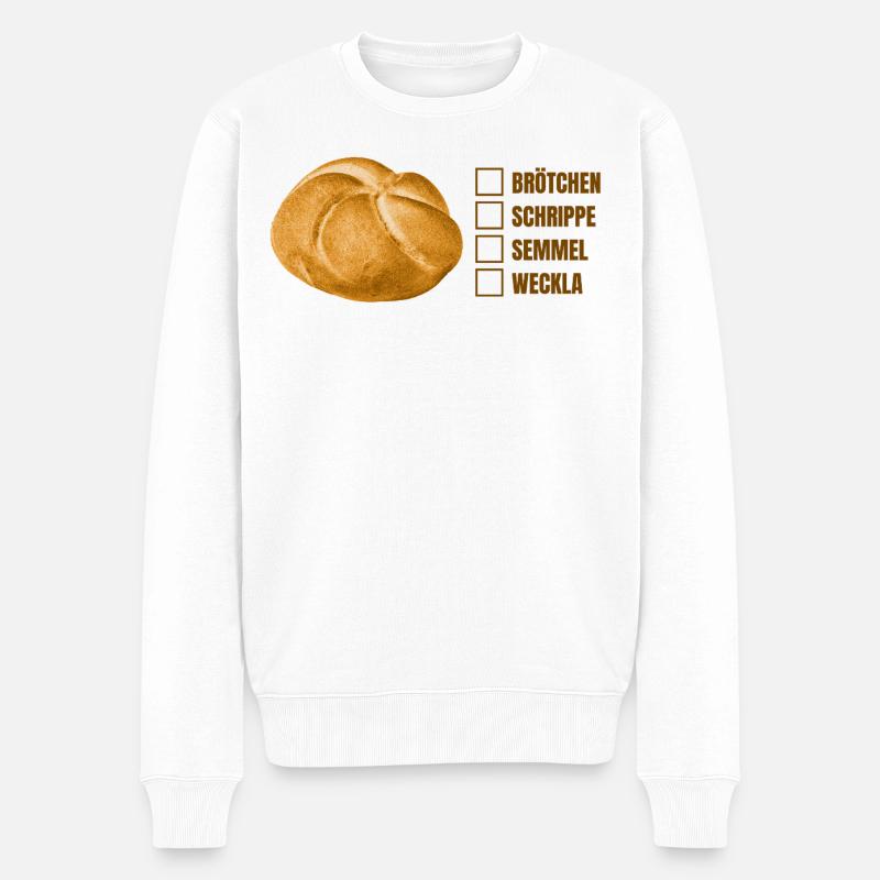 Brötchen oder Semmel? – Lustiges Dialekt-Design - Männer Premium Bio Pullover - Weiß