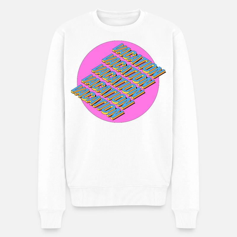Vacation – 3D Retro Schriftzug - Männer Premium Bio Pullover - Weiß