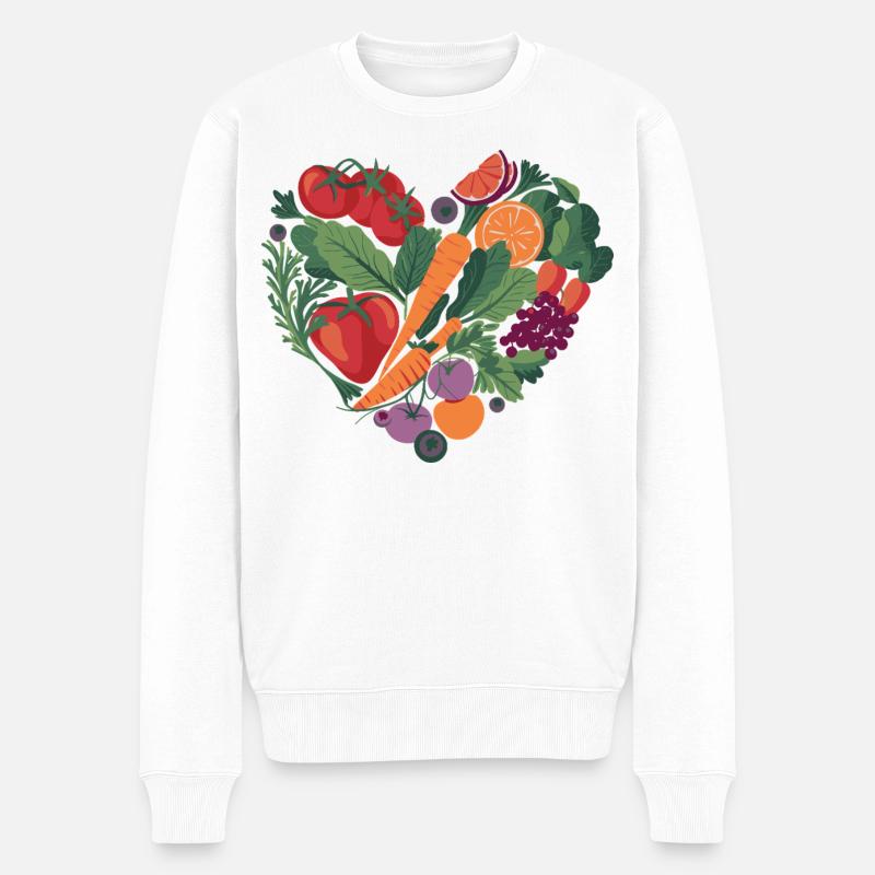 Gesunder Lebensstil Herz Gemüse - Männer Premium Bio Pullover - Weiß