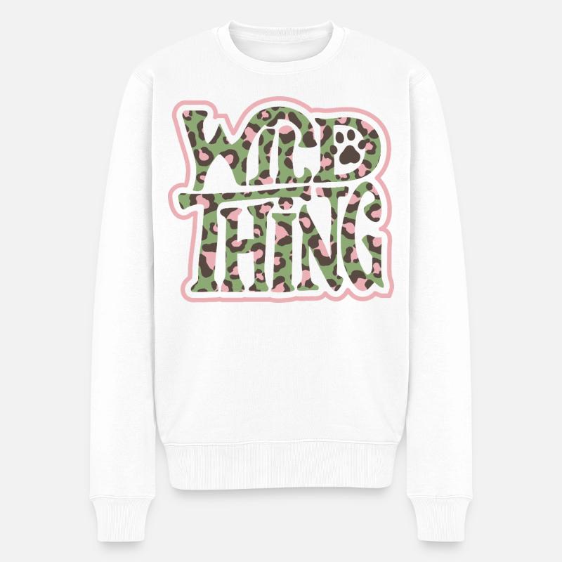 Wild Thing – Camo-Print Schriftzug - Männer Premium Bio Pullover - Weiß