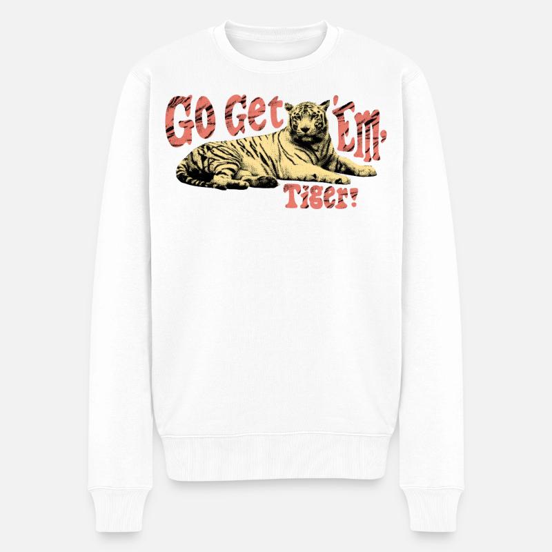 Go Get 'Em, Tiger! – Motivations-Tiger - Männer Premium Bio Pullover - Weiß