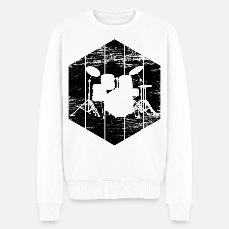 Schlagzeug Skizze - Männer Premium Bio Pullover - Weiß