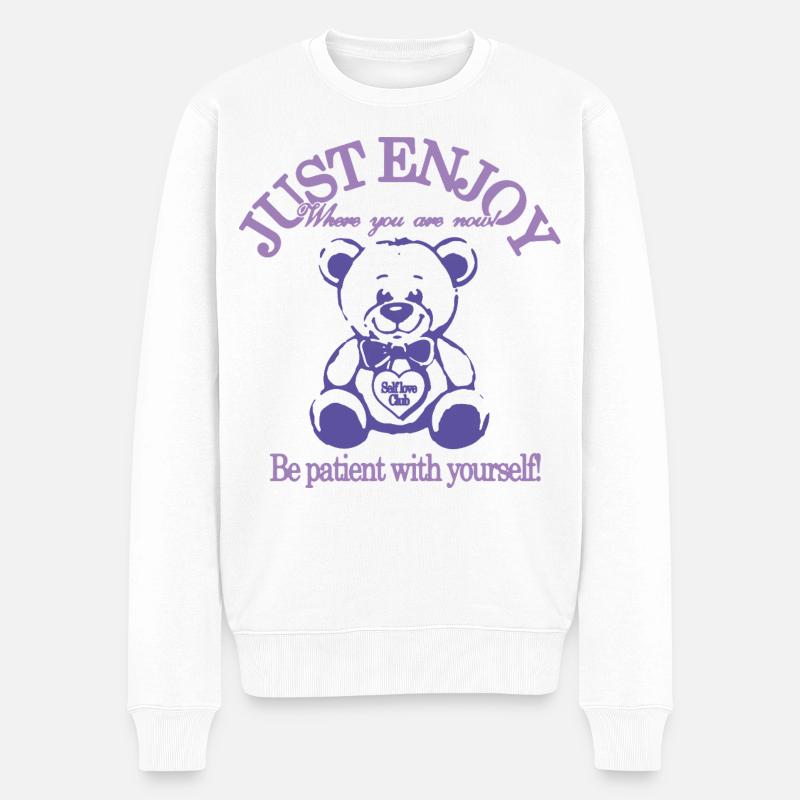 Just Enjoy – Beruhigender Teddybär - Økologisk premium-sweatshirt til mænd - hvid