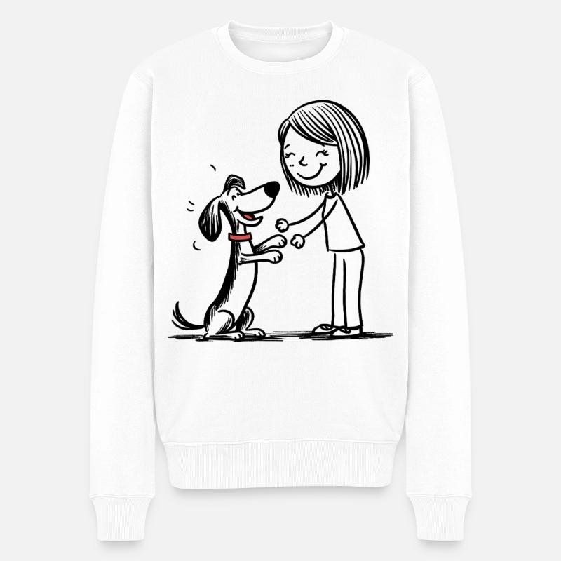 Die mit dem Hund Spielt ! - Männer Premium Bio Pullover - Weiß