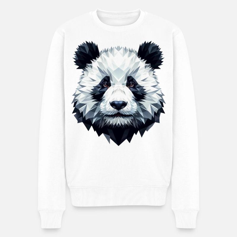 Panda Visage Polygone Art Géométrie - Pull Premium bio Homme - blanc