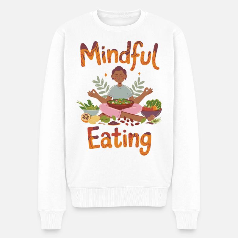 Achtsame Ernährung, gesundes Leben - Männer Premium Bio Pullover - Weiß