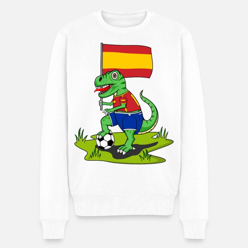 Spanien Flagge Dinosaurier Rex Fußball  - Männer Premium Bio Pullover - Weiß