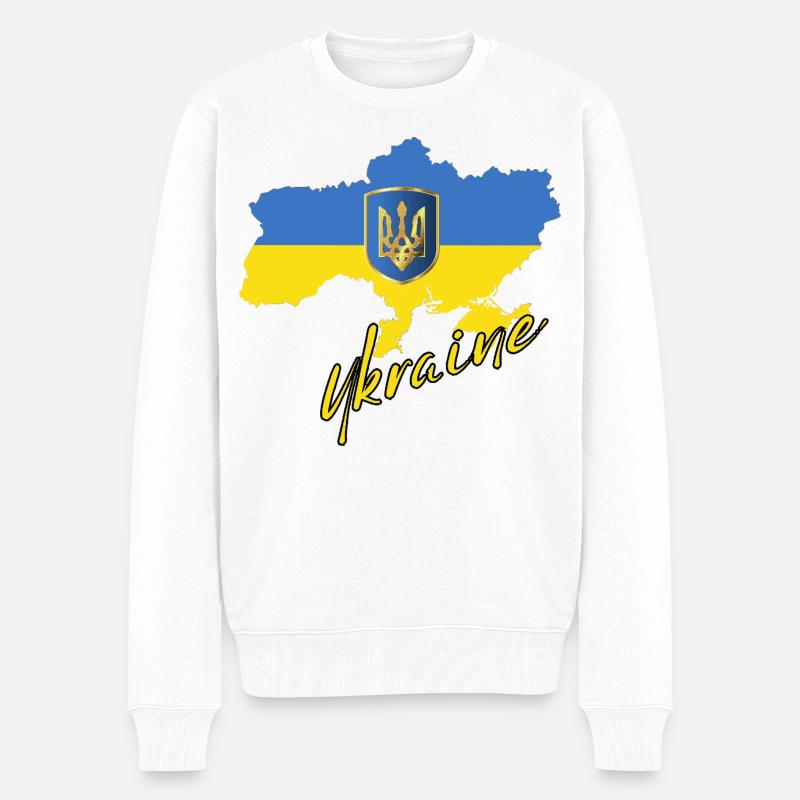 Ukrainischer Stolz, Ukrainische Flagge - Männer Premium Bio Pullover - Weiß