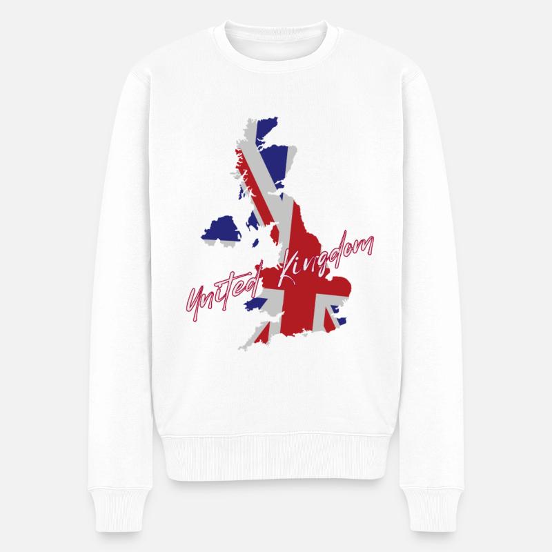 Fierté britannique, drapeau du Royaume-Uni - Pull Premium bio Homme - blanc
