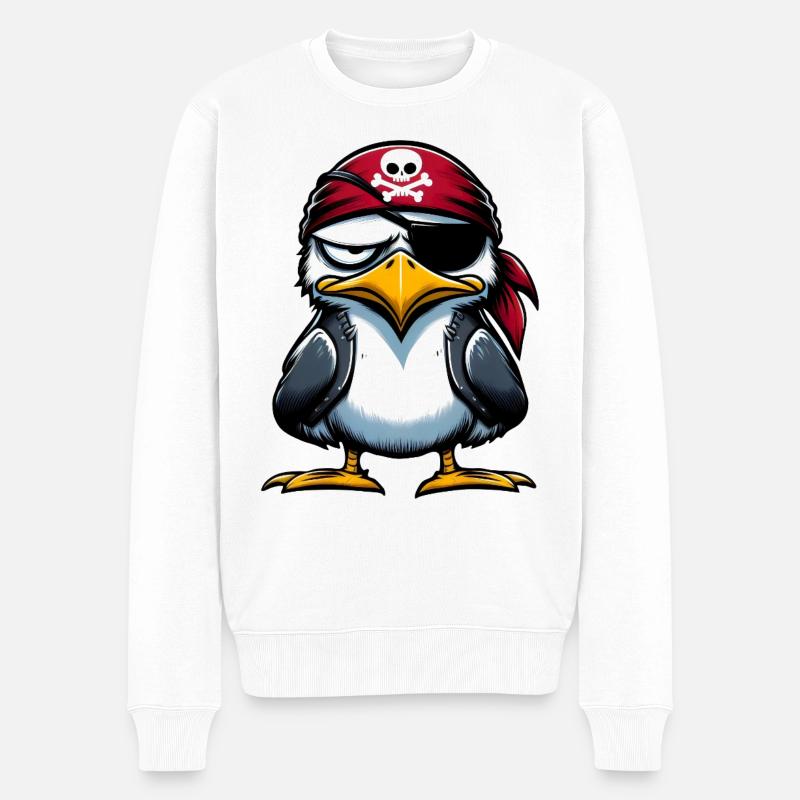 Möwe Piratenaugen Augenbinde - Männer Premium Bio Pullover - Weiß