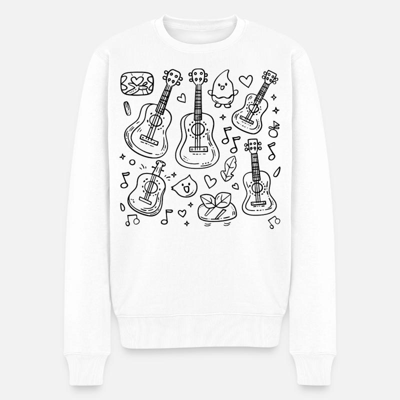 Ukulélé Style BD - Pull Premium bio Homme - blanc