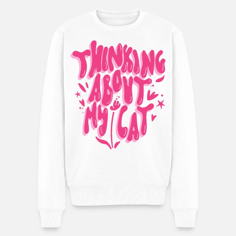 Penser à mon chat – L’amour des chats - Pull Premium bio Homme - blanc