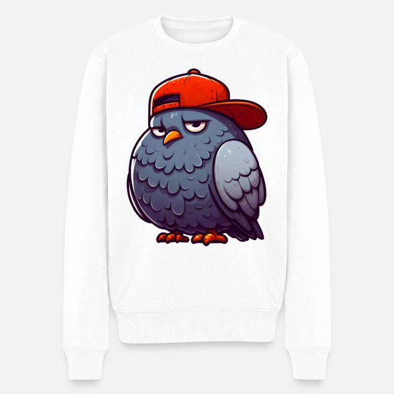 Taube Hiphop Rote Mütze - Männer Premium Bio Pullover - Weiß