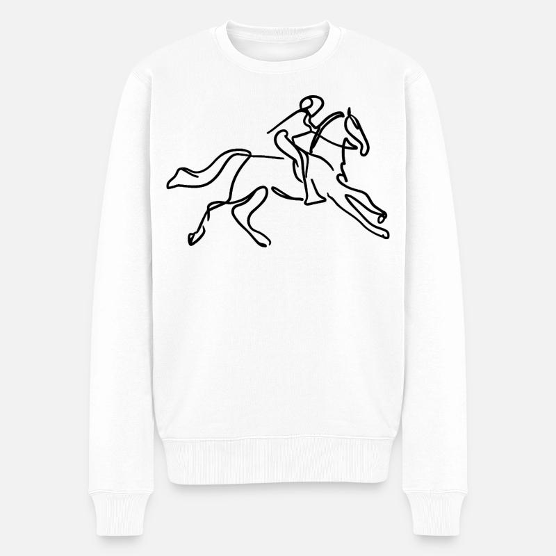 Reiter Skizze - Männer Premium Bio Pullover - Weiß