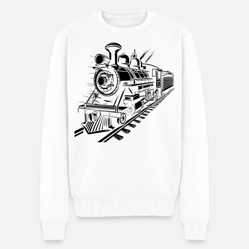 Eisenbahn - Männer Premium Bio Pullover - Weiß