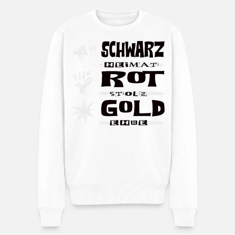Schwarz Rot Gold - Männer Premium Bio Pullover - Weiß