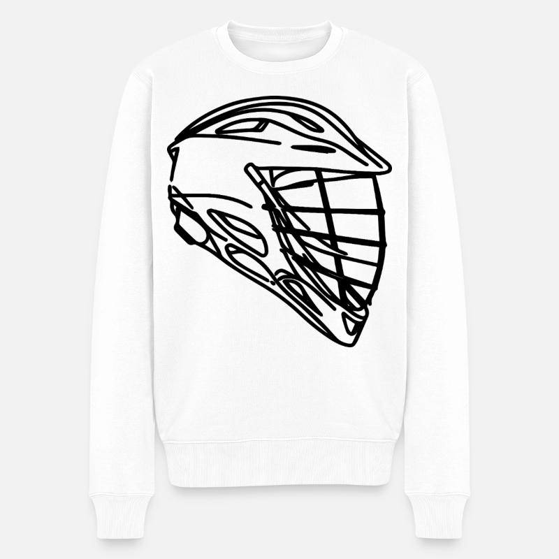 Dessin d’un casque de crosse - Pull Premium bio Homme - blanc