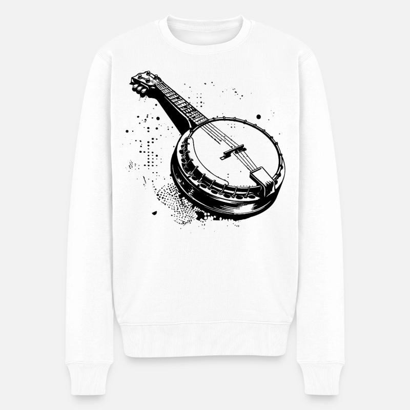Dessin de banjo - Pull Premium bio Homme - blanc