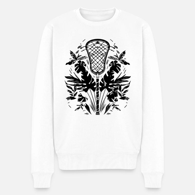 Lacrosseschläger Cartoon Look - Männer Premium Bio Pullover - Weiß
