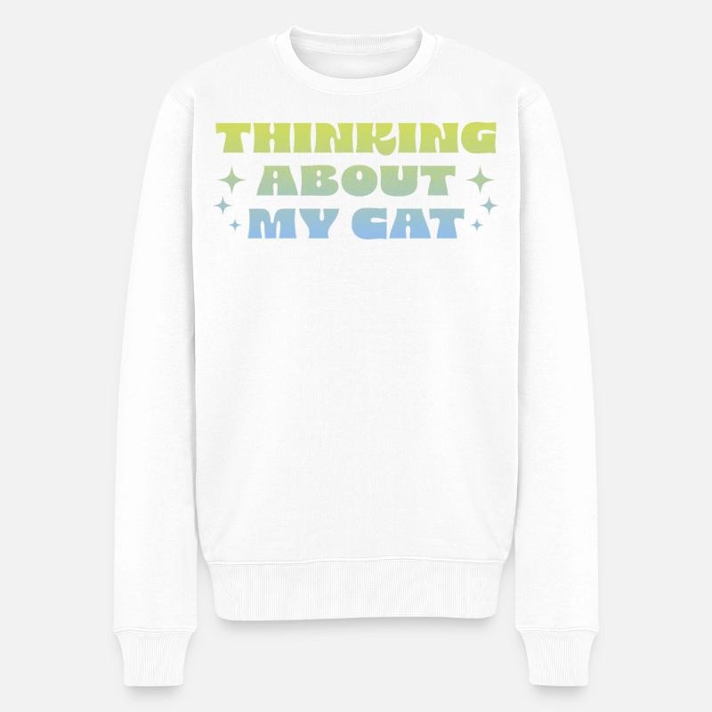 Thinking About My Cat - Männer Premium Bio Pullover - Weiß
