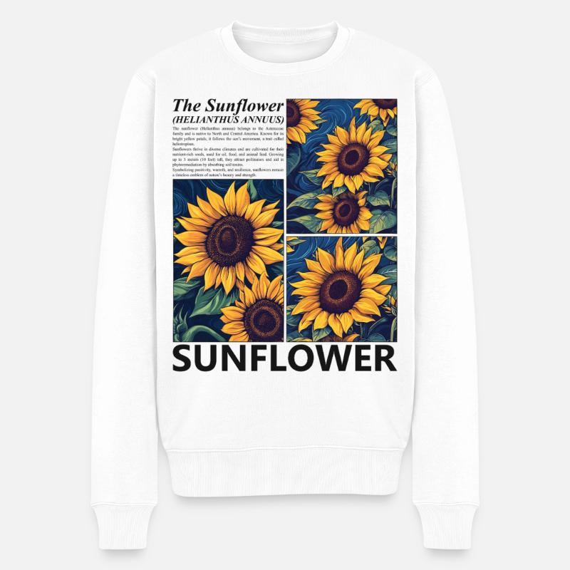 Sonnenblume Blüten Sommer Botanik Natur Geschenk - Männer Premium Bio Pullover - Weiß